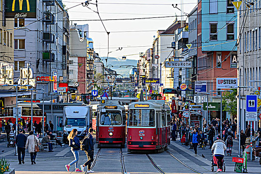 维也纳,街道,有轨电车,人,风景,奥地利