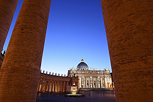 大教堂,夜晚,罗马,梵蒂冈,意大利,欧洲