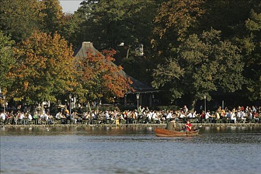 慕尼黑,2005年,划艇,湖,英式花园