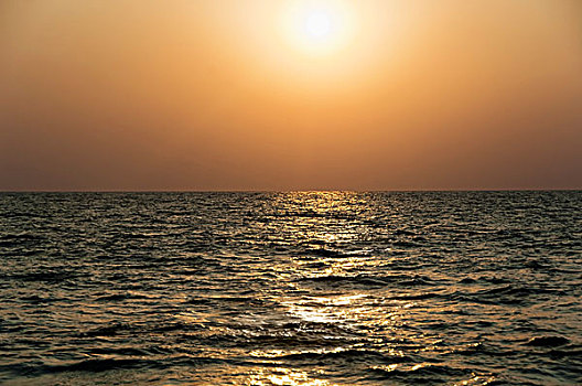 全景,海洋,日落,果阿,印度