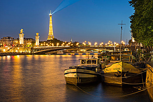 驳船,塞纳河,埃菲尔铁塔,巴黎,法国