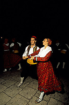 克罗地亚,靠近,杜布罗夫尼克,克罗地亚人,民族舞
