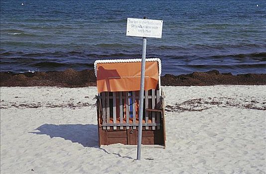 闭合,沙滩椅,波罗的海,德国,欧洲