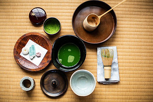 茶道,器具,碗,绿色,抹茶,竹子,搅拌器,甜食