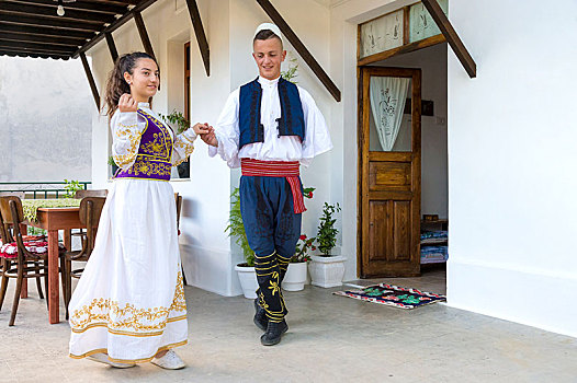 多,传统服装,国家,阿尔巴尼亚,跳舞,培拉特,欧洲