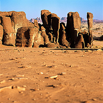 石头,悬崖,排列,恩内迪,山丘,撒哈拉沙漠,乍得,非洲
