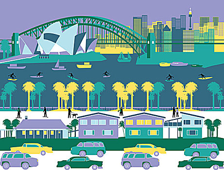 剧院,桥,城市,悉尼歌剧院,悉尼港,悉尼,新南威尔士,澳大利亚