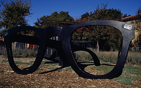 雕塑,眼镜,博物馆,伙伴,乔木,中心,德克萨斯,美国
