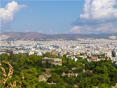 全景,雅典,城市,希腊,美女,老式