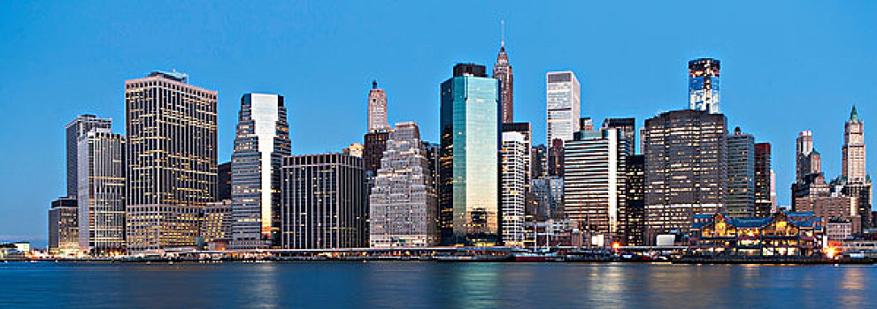 全景,曼哈顿,天际线,日落,纽约,美国