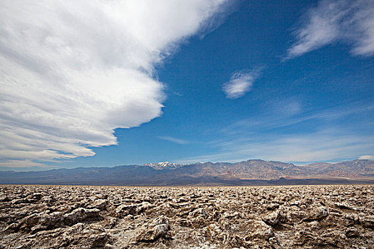 高尔夫球场,正面,山脉,望远镜,顶峰,死亡谷国家公园,莫哈维沙漠,加利福尼亚,内华达,美国