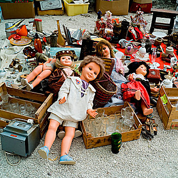 木偶,展示,跳蚤市场,乡村,普罗旺斯,法国