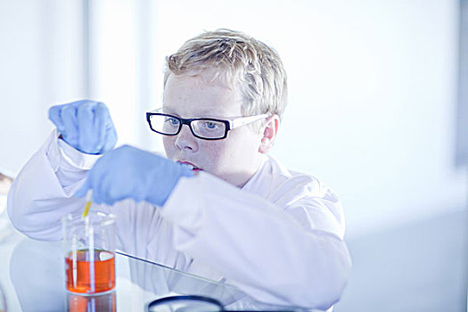 男孩,玩,科学家,实验室
