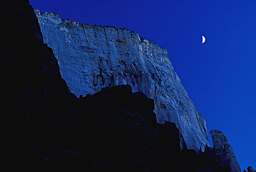 峭壁,月光,锡安国家公园,美国