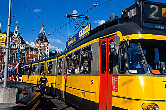 荷兰,阿姆斯特丹,有轨电车,火车站