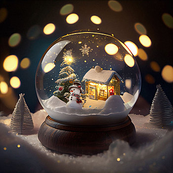 梦幻的圣诞水晶雪球