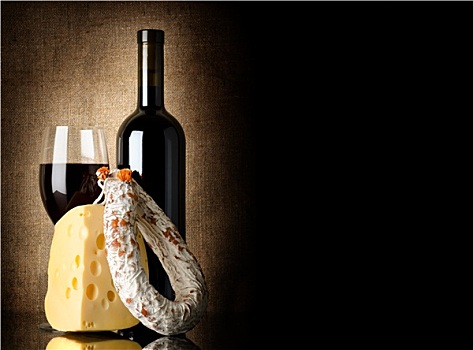 葡萄酒,奶酪,意大利腊肠