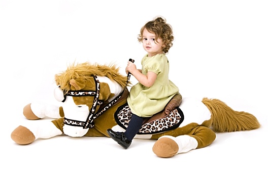 女婴,骑,马