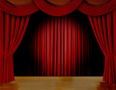 红色,帘,舞台