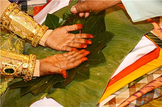 散沫花染料,印尼人,婚礼,新娘