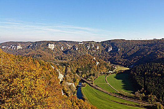 风景,暸望,靠近,远眺,多瑙河,山谷,城堡,自然,公园,锡格马林根,地区,巴登符腾堡,德国,欧洲
