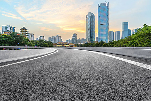 城市公路,现代建筑,汽车广告背景