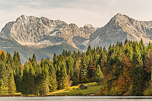 住宿,湖,阿尔卑斯山,背景,上巴伐利亚,巴伐利亚,德国