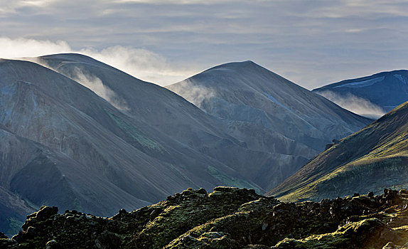 风景,熔岩原,山,兰德玛纳,南方,区域,冰岛,欧洲