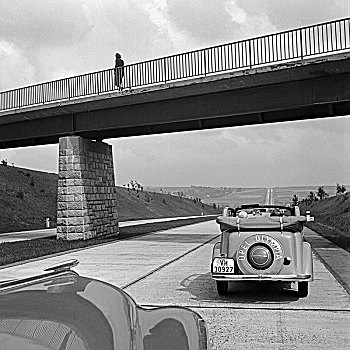 奥林匹亚,敞篷车,桥,公路,奥地利,20世纪30年代