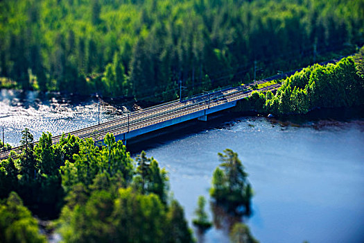 铁路桥,俯视,河