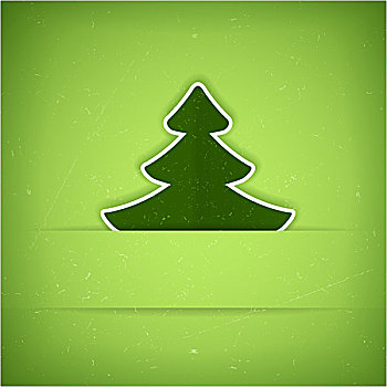 绿色,圣诞树,卡片