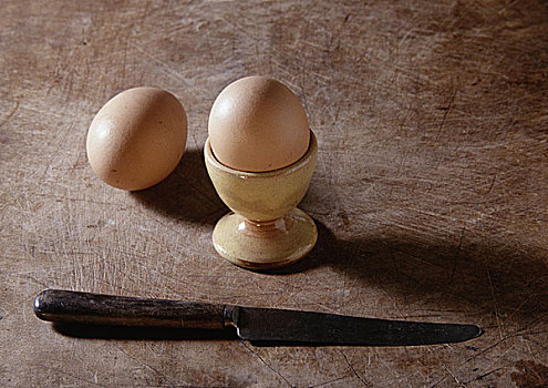 蛋,蛋杯,刀