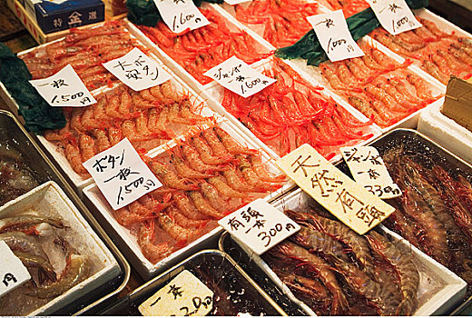 虾,筑地,鱼市,东京,日本
