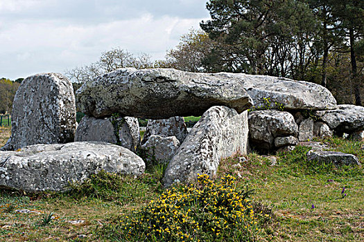 巨石墓,门口,墓地,卡赫纳,莫尔比昂省,布列塔尼半岛,法国,欧洲
