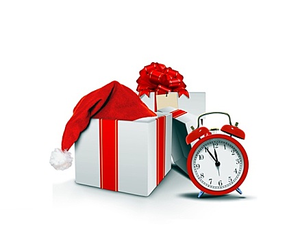 礼盒,圣诞帽,钟表