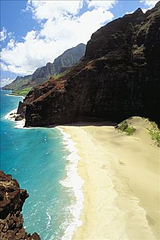 夏威夷,考艾岛,纳帕利海岸,海滩,隔绝