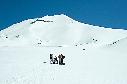 滑雪,停,山,背景