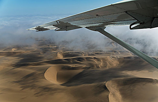 航拍,机翼,俯视,沙丘,纳米布沙漠,纳米比亚