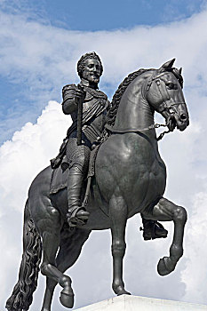 骑马,铜像,亨利四世,法国,马,佛罗伦萨,雕塑,国王,修复,1818年,广场,巴黎,欧洲
