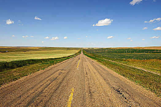 笔直,道路,伸展,地平线,草原,萨斯喀彻温,加拿大