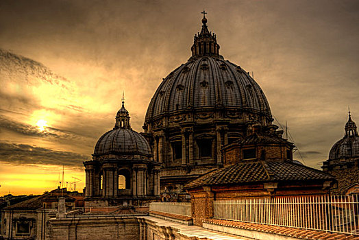 梵蒂冈,宫殿,日落