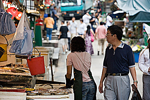 食品市场,街道,中心,香港