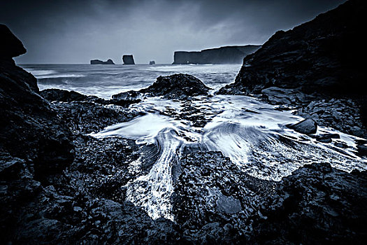 岩石海岸,戴尔赫拉伊,南方,区域,冰岛,欧洲