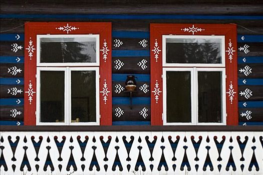 传统,涂绘,房子,乡村,高,斯洛伐克,欧洲