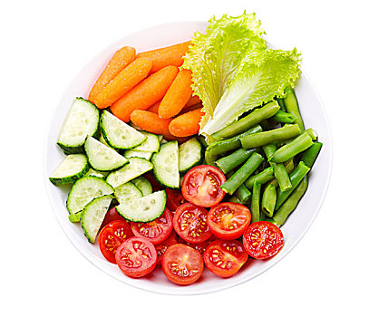 盘子,沙拉,新鲜,蔬菜,隔绝,白色背景,背景