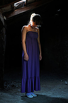 女人,紫色,连衣裙