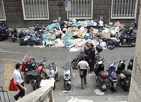 生活垃圾,收集,街道,那不勒斯,坎帕尼亚区,意大利,欧洲