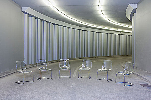 现代,椅子,空,走廊