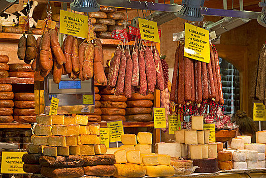 货摊,香肠,奶酪,帕尔玛,马略卡岛,西班牙,欧洲