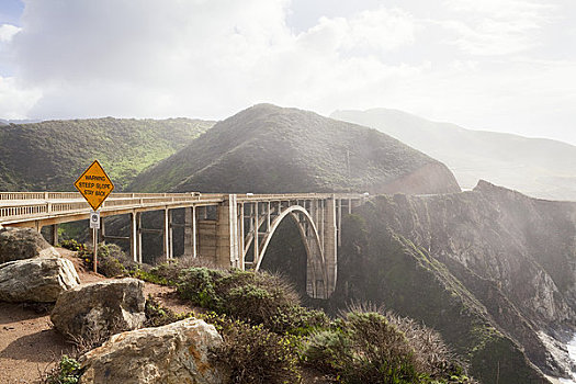 溪流,桥,1号公路,大,海岸线,加利福尼亚,美国